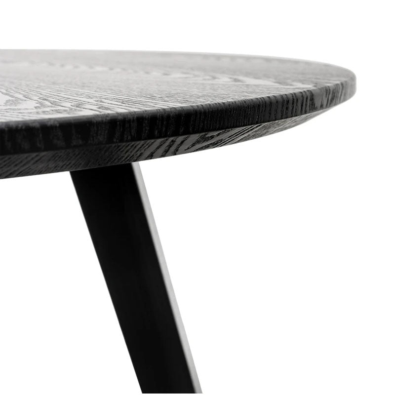 Membata Black Veneer Top Round Dining Table - 100cm - Notbrand