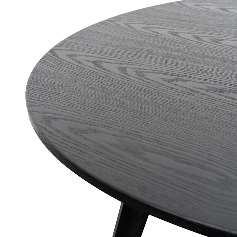 Membata Black Veneer Top Round Dining Table - 100cm - Notbrand