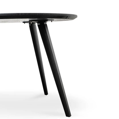 Membata Black Veneer Top Round Dining Table - 100cm - Notbrand