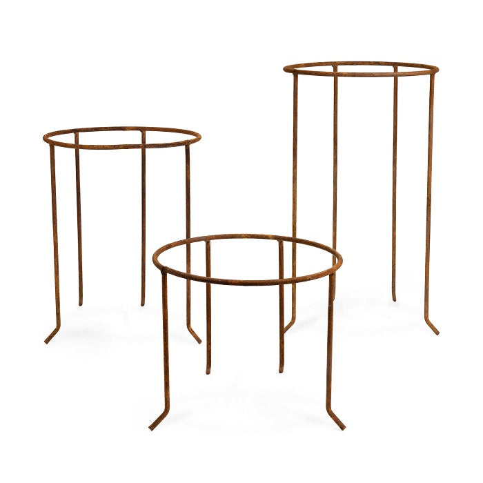 Set Of 3 Pot Stands in Rust Metal Finish - 35cm - Notbrand