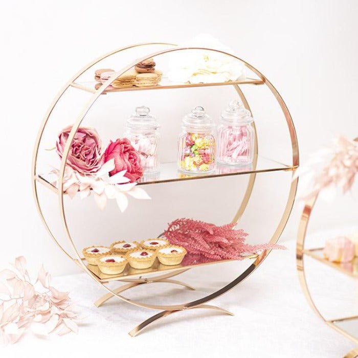 3 Tier Circular Frame Cake Display Stand - Gold - NotBrand