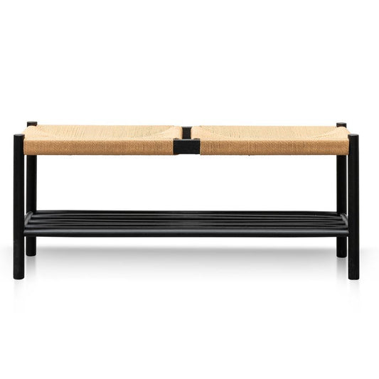 Shora Black Oak Bench with Natural Seat - 110cm - Notbrand