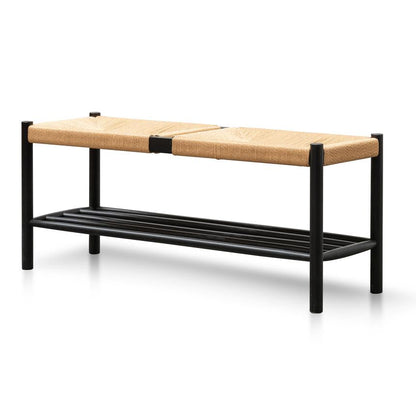 Shora Black Oak Bench with Natural Seat - 110cm - Notbrand