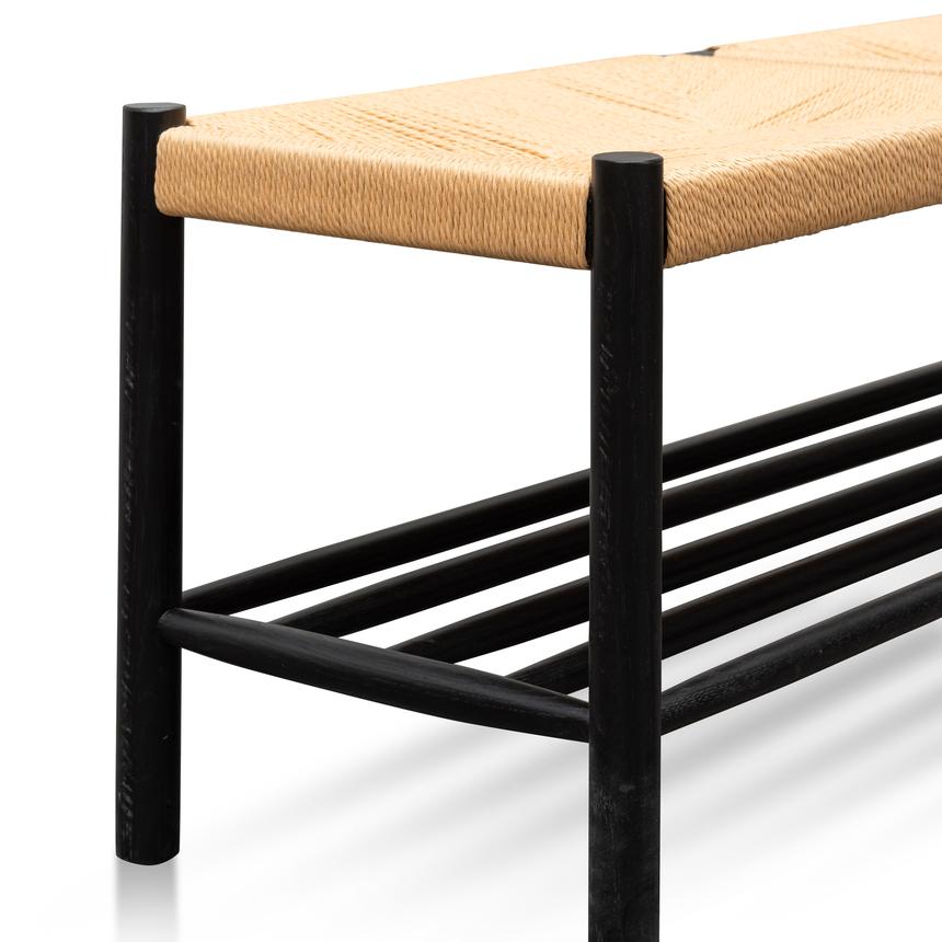 Shora Black Oak Bench with Natural Seat - 110cm - Notbrand