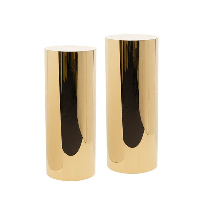 Set of 2 Circular Stainless Steel Plinth - Shiny Gold - Notbrand