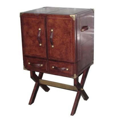 King William Bar Cabinet with Stand Dark Leather - House of Hyne