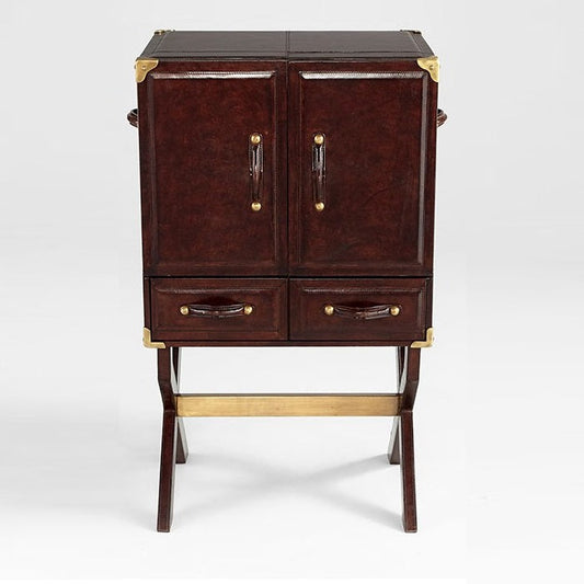 King William Bar Cabinet with Stand Dark Leather - Notbrand