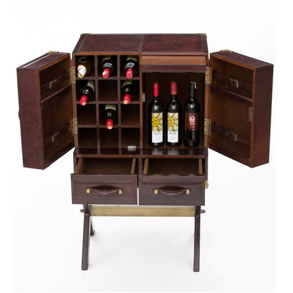 King William Bar Cabinet with Stand Dark Leather - House of Hyne