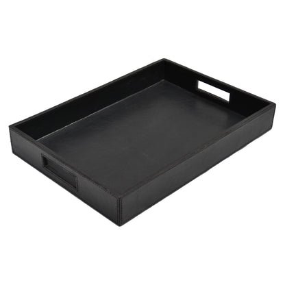 Hadena Buffalo Leather Rectangular Tray - Black - Notbrand