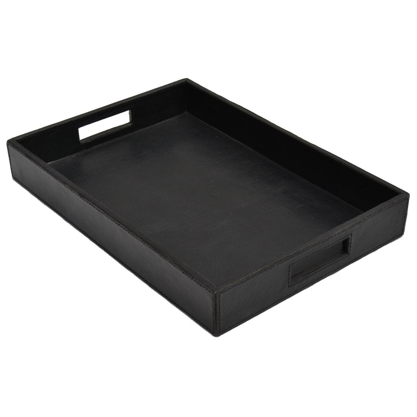 Hadena Buffalo Leather Rectangular Tray - Black - Notbrand