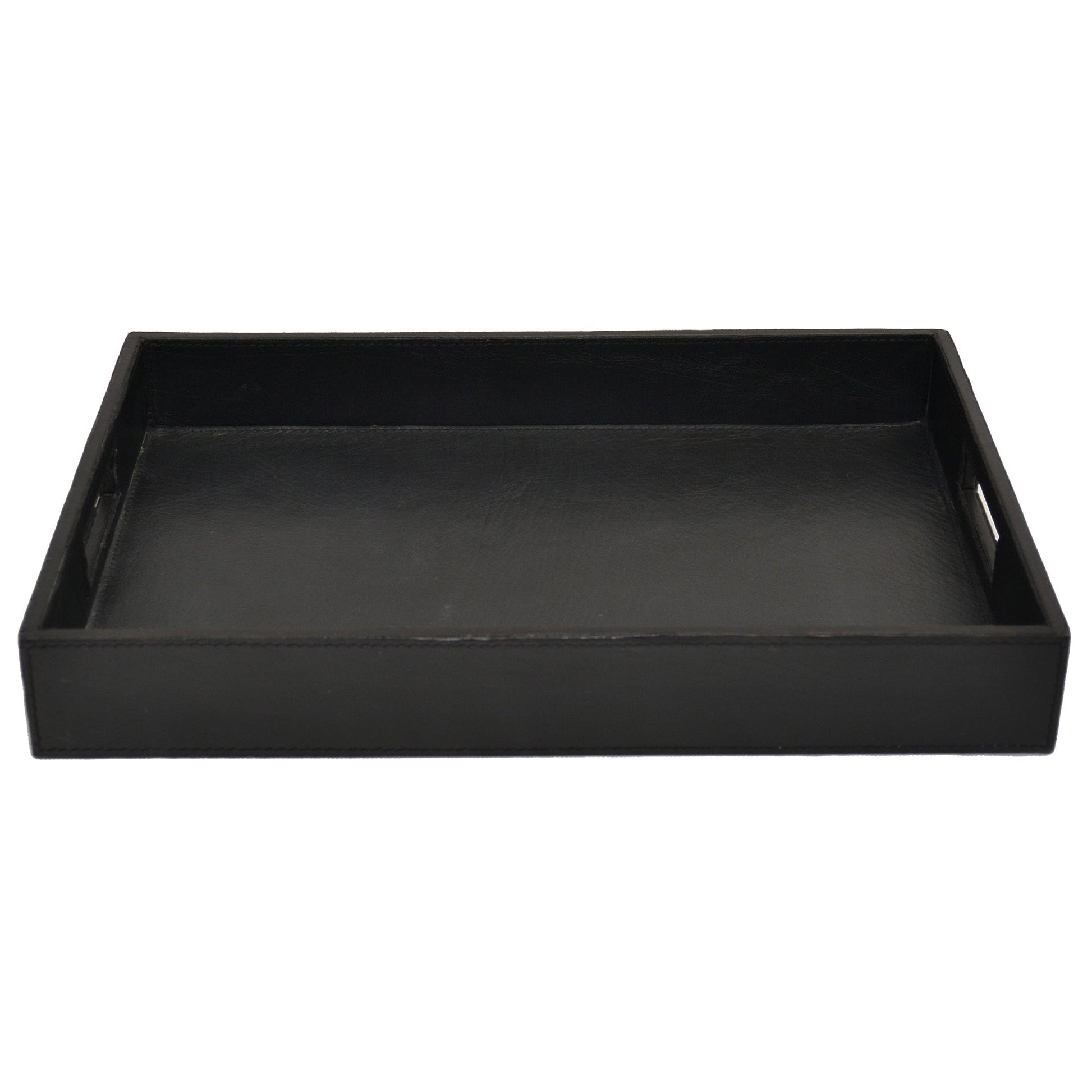 Hadena Buffalo Leather Rectangular Tray - Black - Notbrand