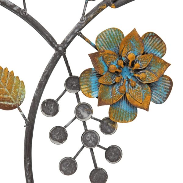 Colour-Rust Birds & Flowers Metal Wall Art - 70cm - Notbrand