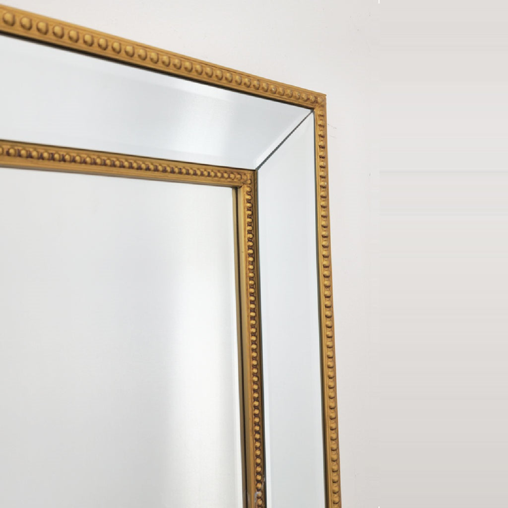 Gold Beaded Rectangle Framed Mirror - 110cm - Notbrand