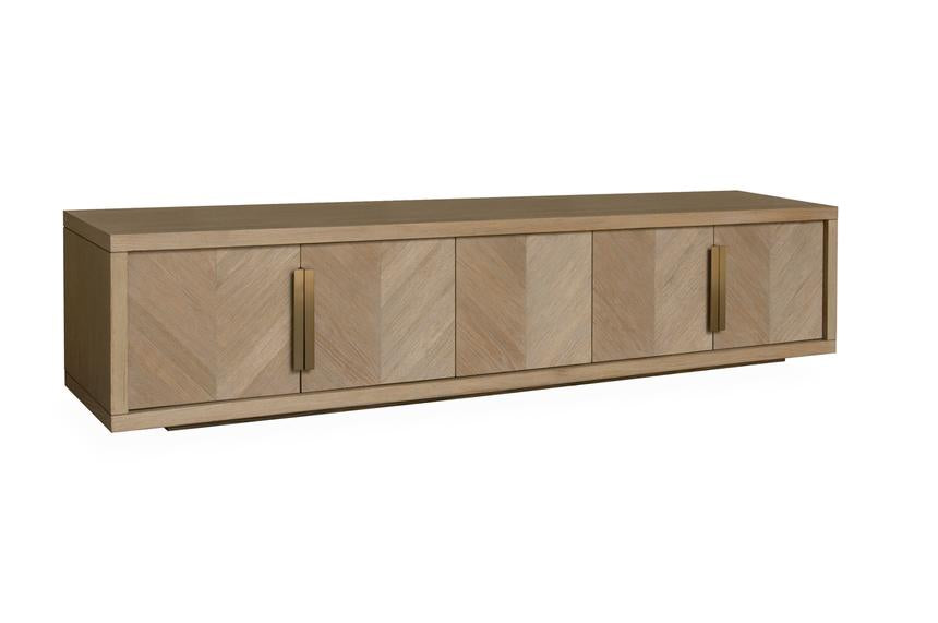 Allium Dusty Oak Entertainment TV Unit with Gold Handle - Notbrand