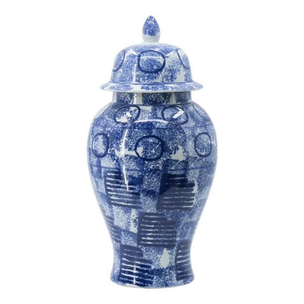 Blue & White Abstract Ginger Jar Tall - Notbrand