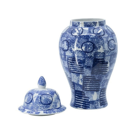 Blue & White Abstract Ginger Jar Tall - Notbrand