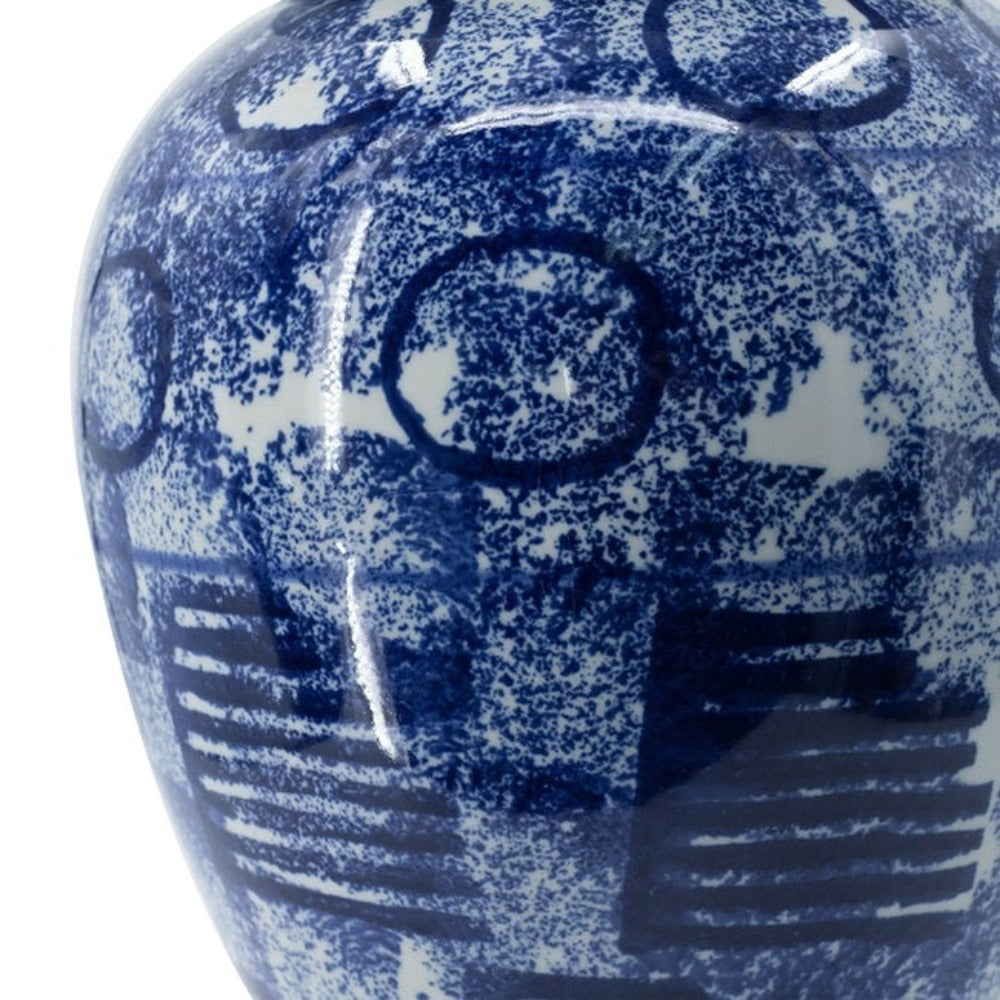 Blue & White Abstract Ginger Jar Tall - Notbrand