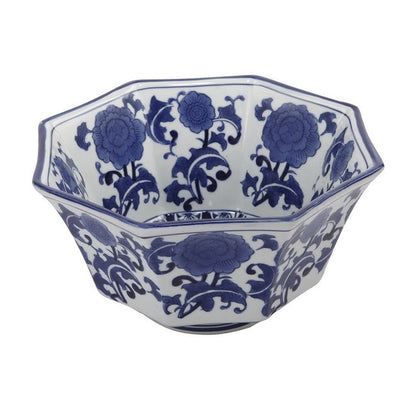 Ren Centerpiece Decorative Bowl - Blue and White - Notbrand - 1