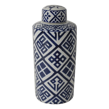 Valora Cylinder Jar - Blue & White - NOTBRAND - 1