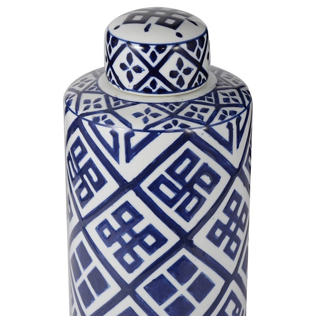 Valora Cylinder Jar - Blue & White - NOTBRAND - 2