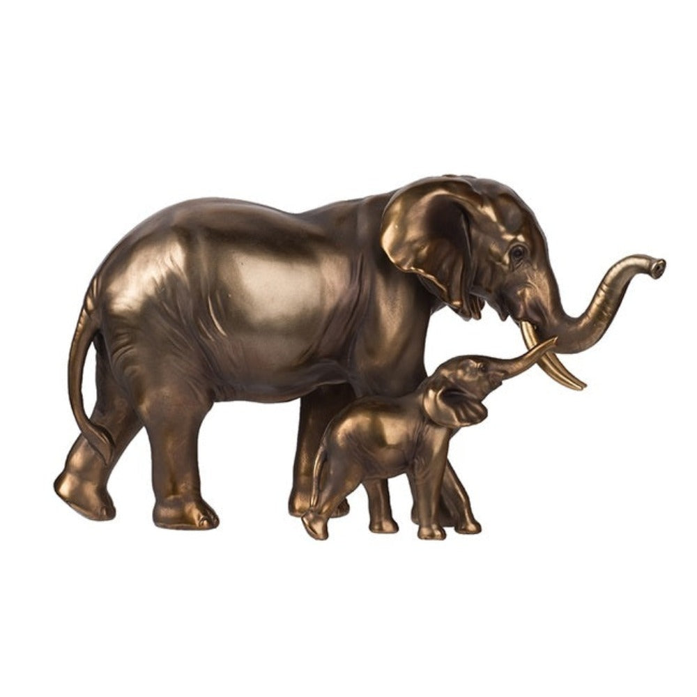 Polyresin Elephant Mother & Calf Statue - Notbrand