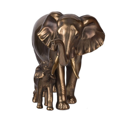 Polyresin Elephant Mother & Calf Statue - Notbrand