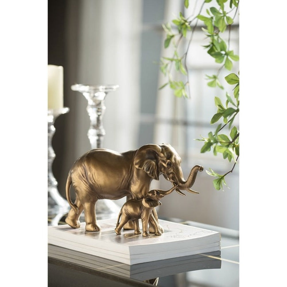 Polyresin Elephant Mother & Calf Statue - Notbrand