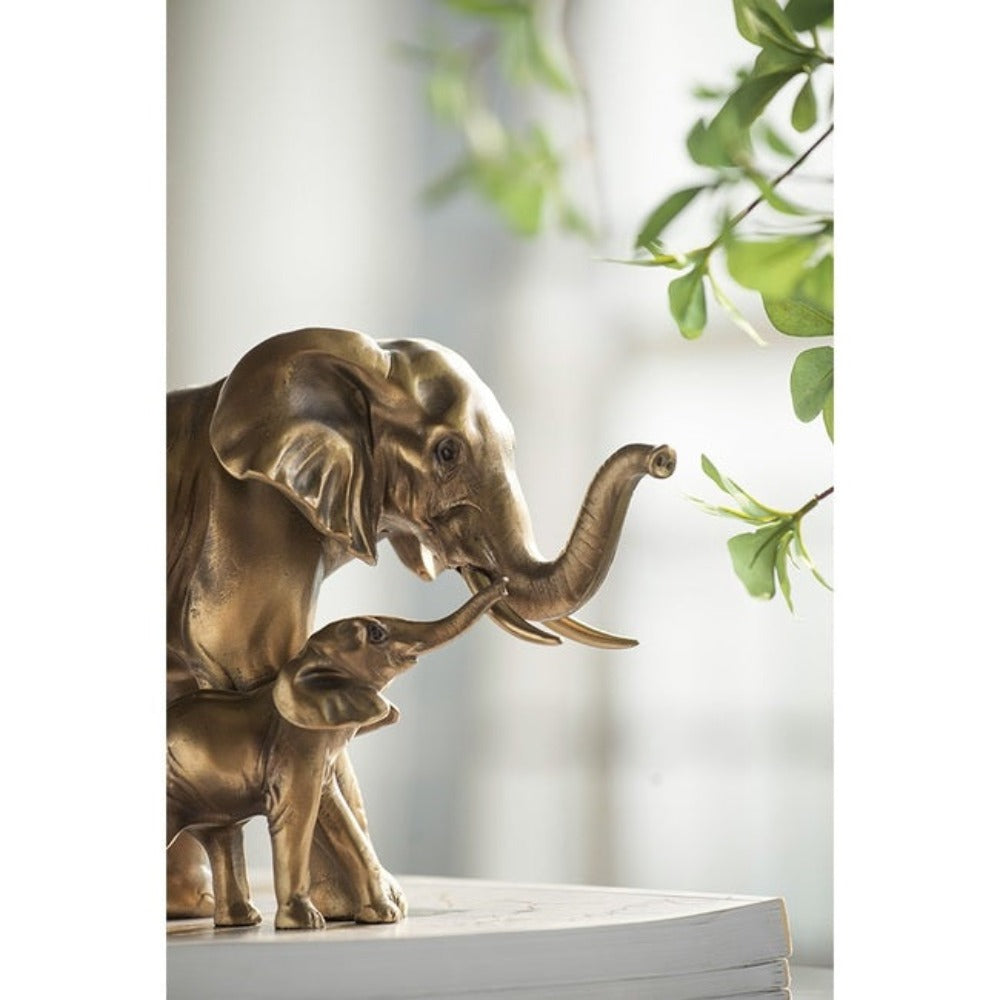 Polyresin Elephant Mother & Calf Statue - Notbrand