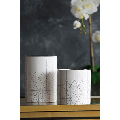 Geo Ceramic Planter  White - Notbrand