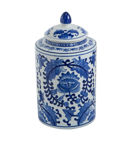 Indra Lidded Jar - Blue & White - NOTBRAND - 1