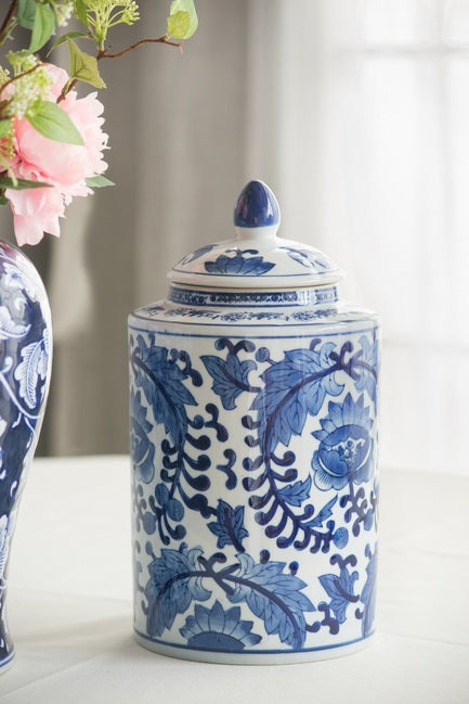 Indra Lidded Porcelain Jar - Blue & White - Notbrand