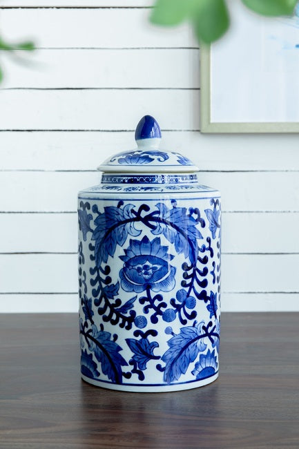 Indra Lidded Jar - Blue & White - NOTBRAND - 5