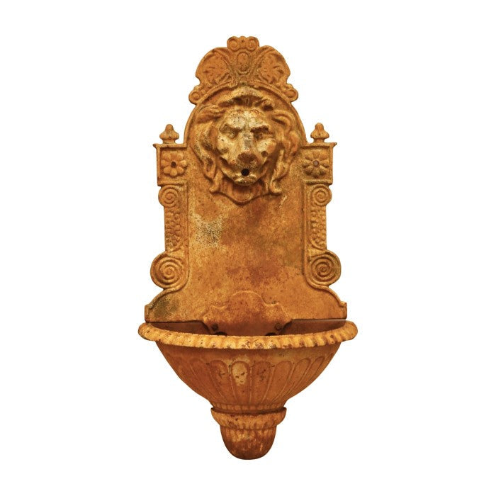 Lion Head Cast Iron Wall Fountain - Rust - House of Hyne