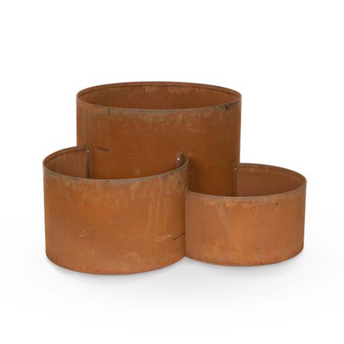 Corten Steel 3 Tier Round Planter Set - 3 Pieces - House of Hyne