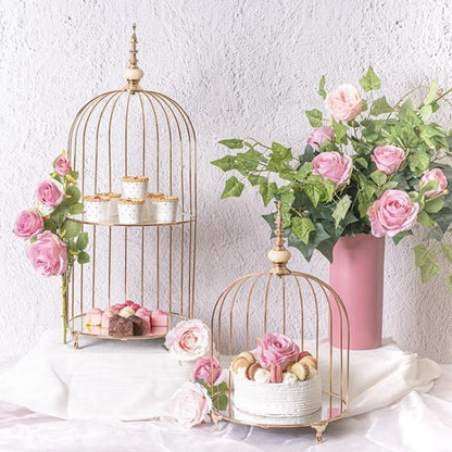 2 Tier Bird Cage Cake Display - Gold - NotBrand