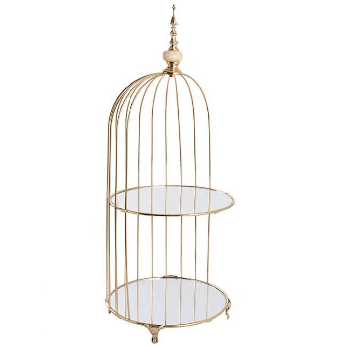 2 Tier Bird Cage Cake Display - Gold - NotBrand