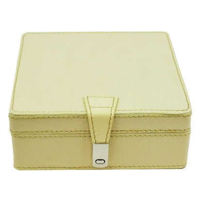 Off White Leather Square Storage Box - Notbrand