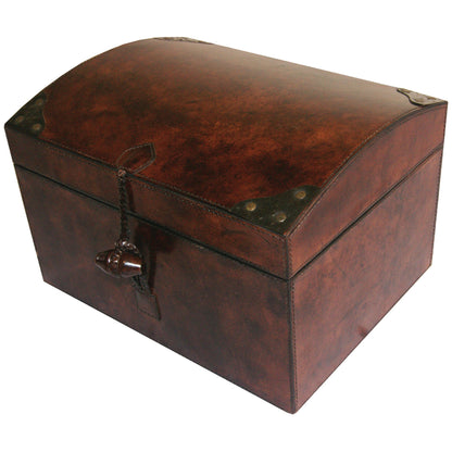 Dark Leather Oval Top Box - Notbrand