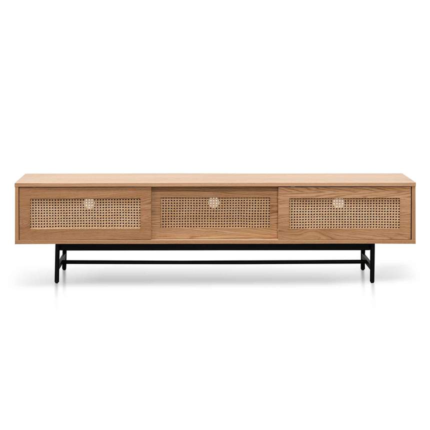 Oak Radiance TV Unit with Rattan Doors - House of Hyne