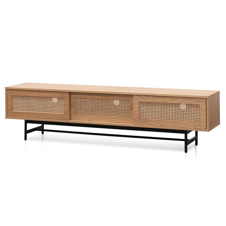 Oak Radiance TV Unit with Rattan Doors - House of Hyne