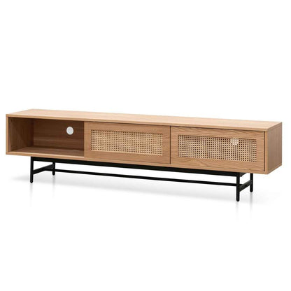 Oak Radiance TV Unit with Rattan Doors - House of Hyne