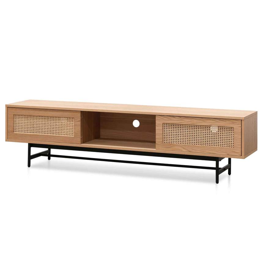 Oak Radiance TV Unit with Rattan Doors - House of Hyne