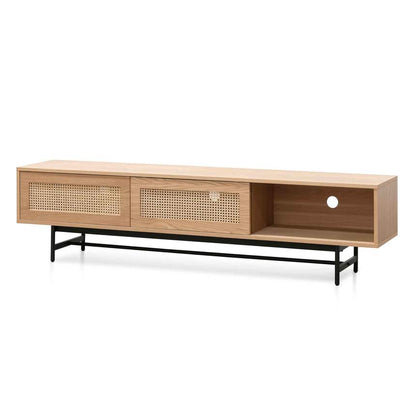 Oak Radiance TV Unit with Rattan Doors - House of Hyne