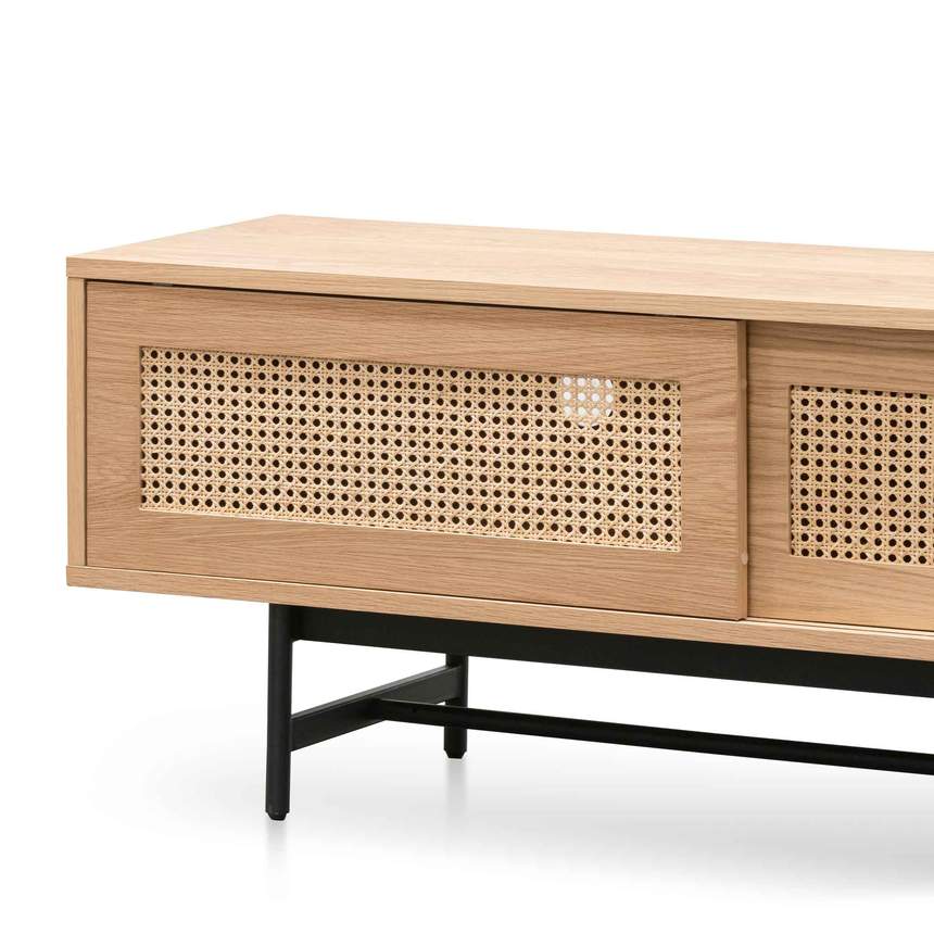 Oak Radiance TV Unit with Rattan Doors - House of Hyne