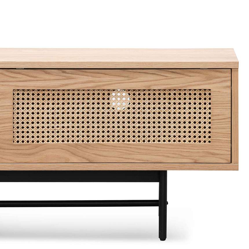 Oak Radiance TV Unit with Rattan Doors - House of Hyne