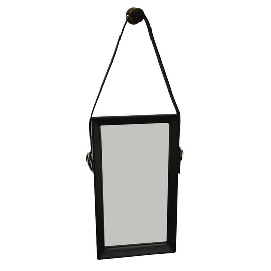 Zoci Rectangular Buffalo Leather Mirror - Black - Notbrand