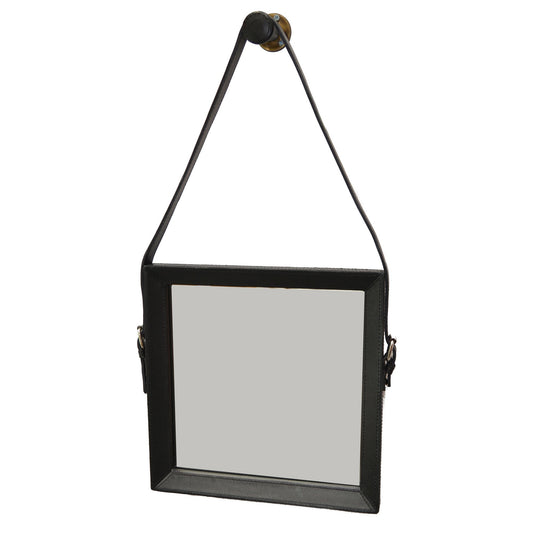 Donilis Square Buffalo Leather Mirror - Black - Notbrand