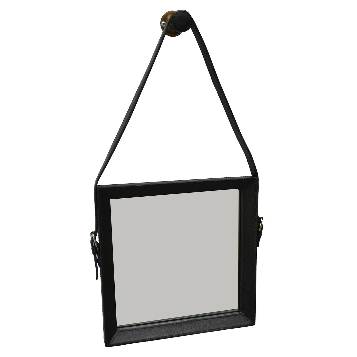 Donilis Square Buffalo Leather Mirror - Black - Notbrand