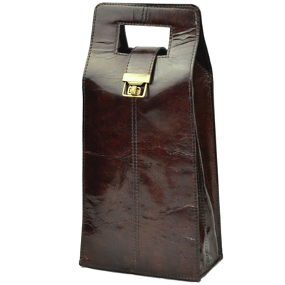 Cabernet Dark Brown Leather Double Wine Holder - Notbrand