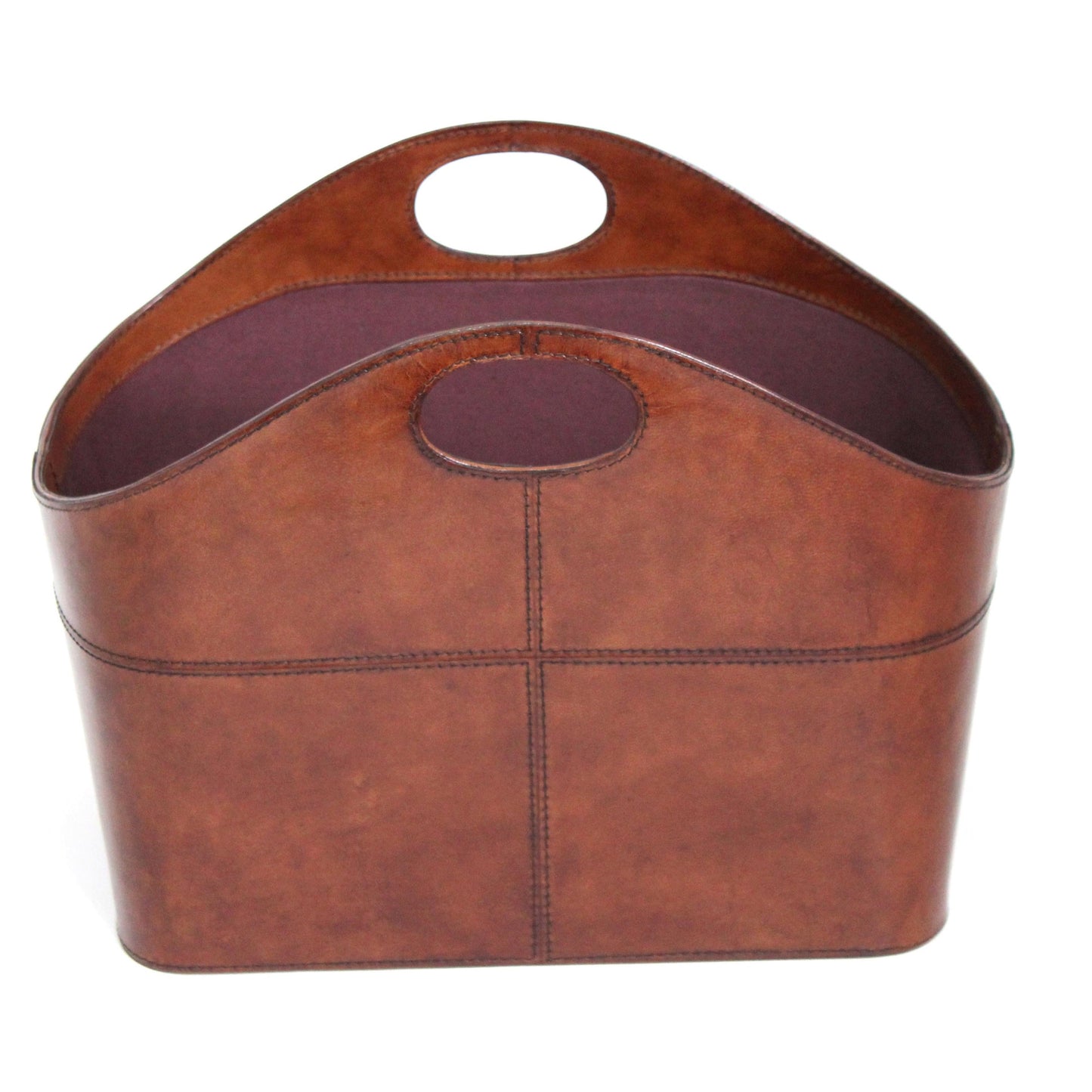 Dwell Tan Leather Magazine Basket - Notbrand